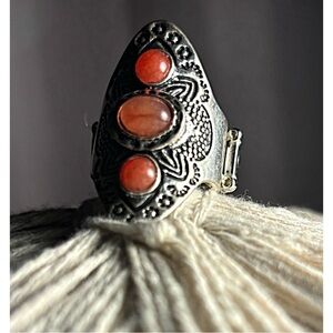 925 Sterling Silver Carnelian Handmade Midi Ring